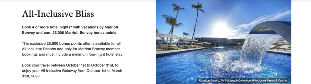 Marriott Bonvoy “All-Inclusive Bliss” — 25,000 Bonus Points Offer 1 Marriott Bonvoy “All-Inclusive Bliss”