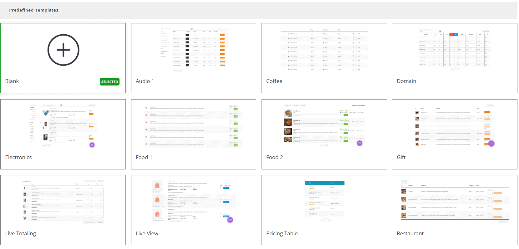 Use predefined templates
