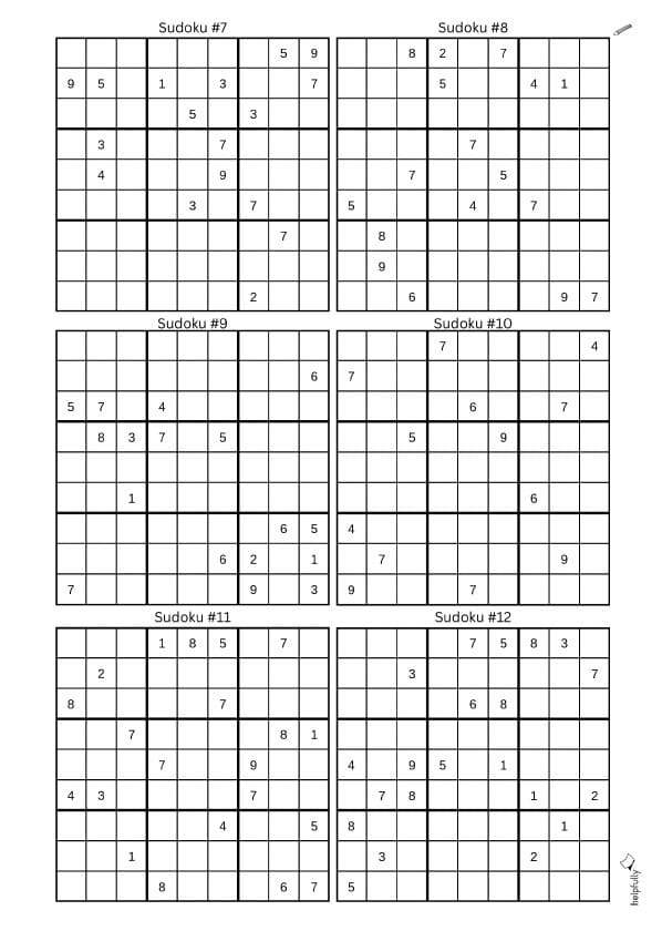 schwierige Sudoku Vorlage zum Ausdrucken