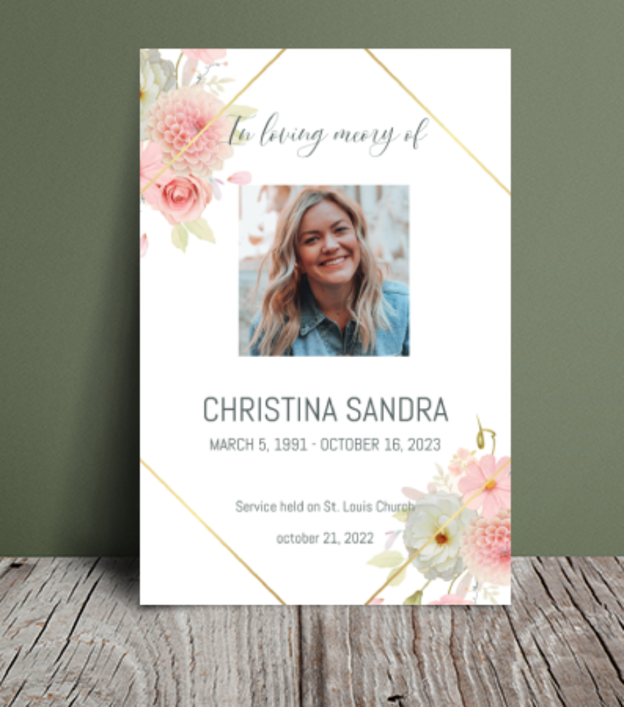 White rose and pink carnations funeral order of service 072 White rose and pink carnations funeral order of service 072 - Free Funeral Order of Service Template