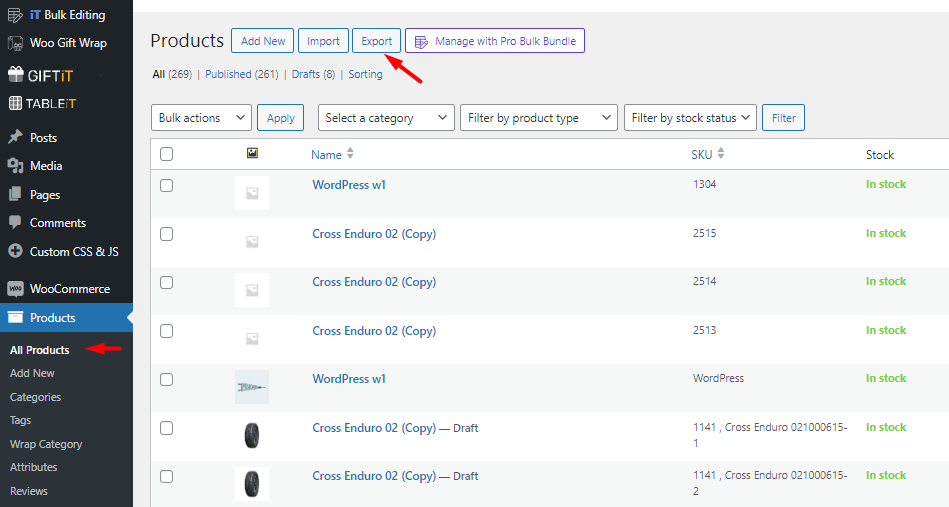 Export WooCommerce products by default WooCommerce exporter