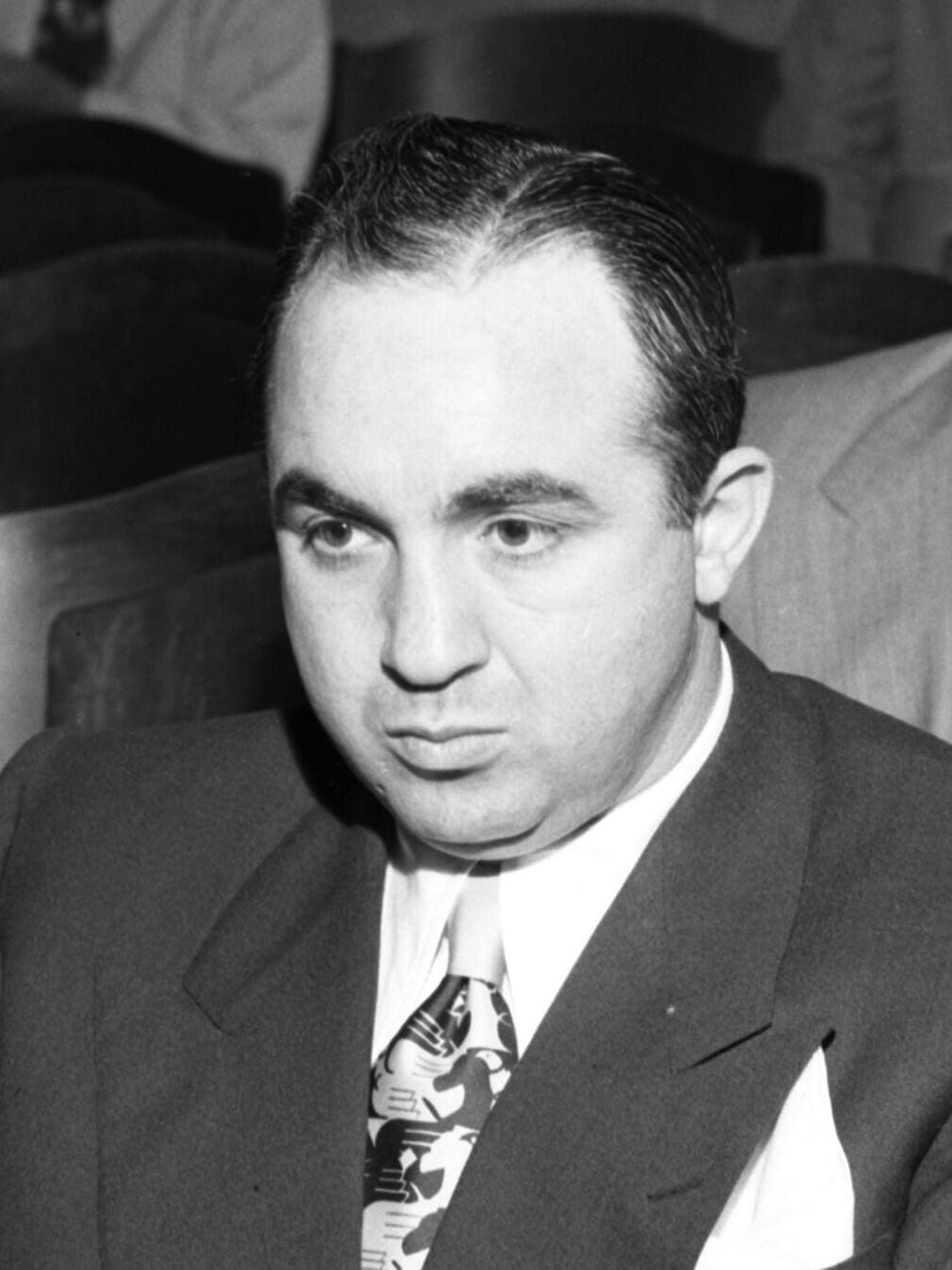 American gangster Mickey Cohen as he appeared for arraignment.
