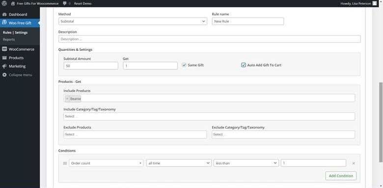 get gift to buy certain amount of product