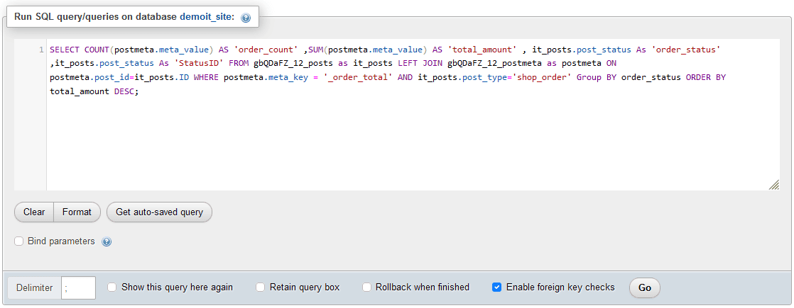 SQL code generate report plugin in WooCommerce