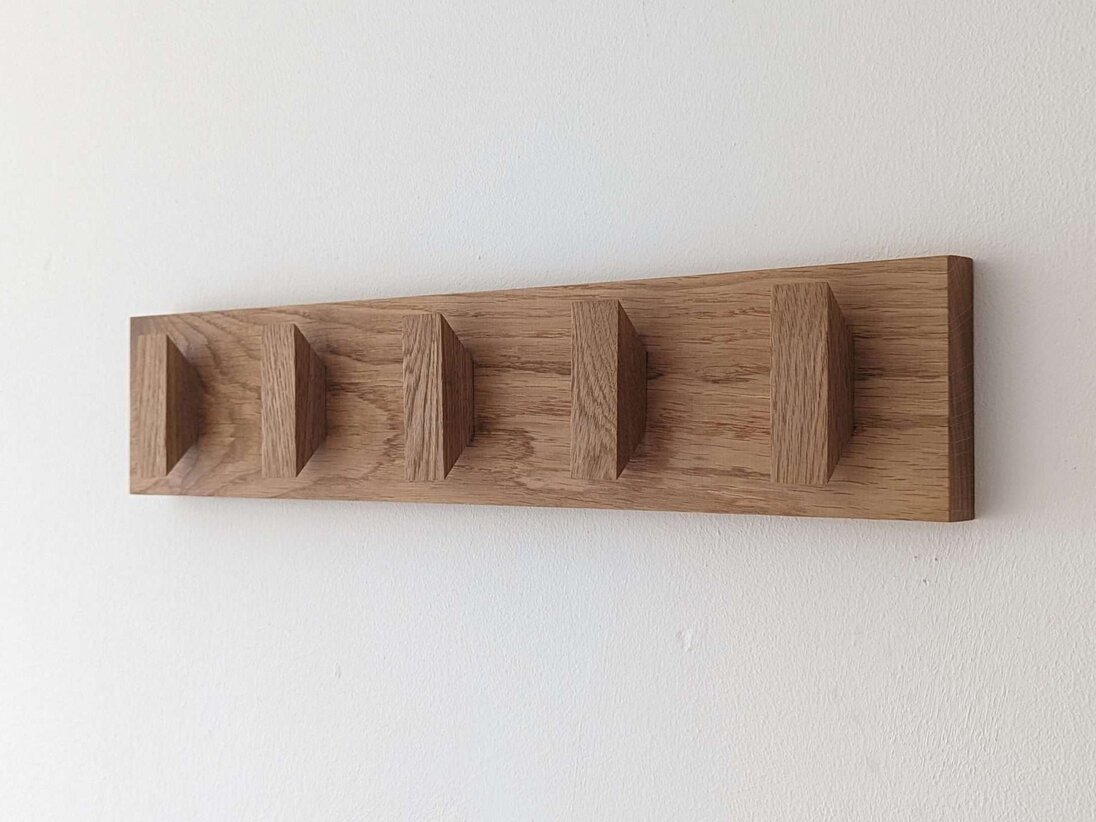 Solid Oak Coat Hooks, Wooden Coat Rack, Scandi Coat Pegs