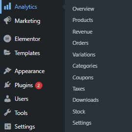 Open wordpress analytics window