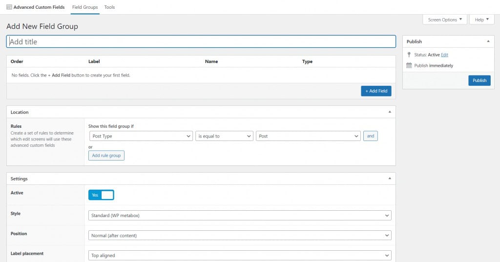 Add new field group in WooCommerce product