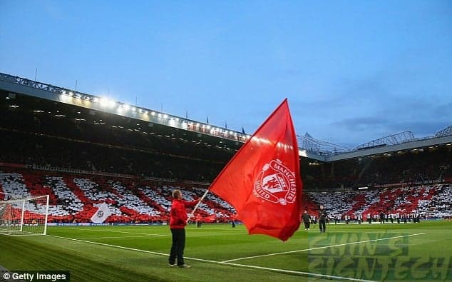 Man waving big Manchester United Flag Man waving big Manchester United Flag