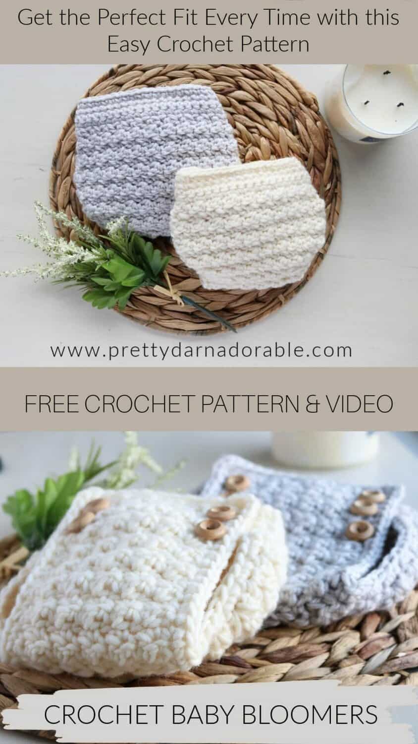 cream and grey crochet diaper cover on a mat