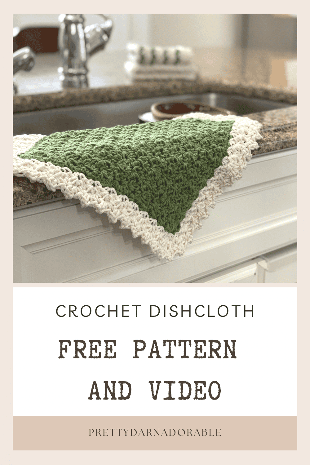 green and crochet dishcloth in stripes and solids
