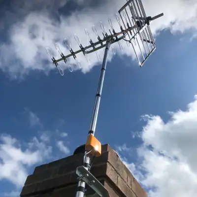 tv aerial chimney installation tv aerial installation on a chimney stack in cheltenham