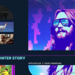 Visuel coloré et dynamique présentant une représentation numérique du profil du personnage Jeff Minter dans l'univers du jeu vidéo.