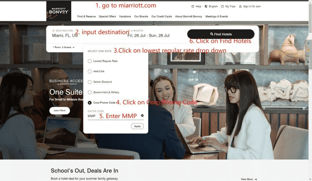 Explore by Marriott Bonvoy: Marriott Friends and Family Rate (MMF) 4 Step-by-step booking