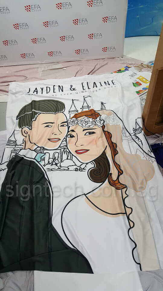 Fabric banner for wedding