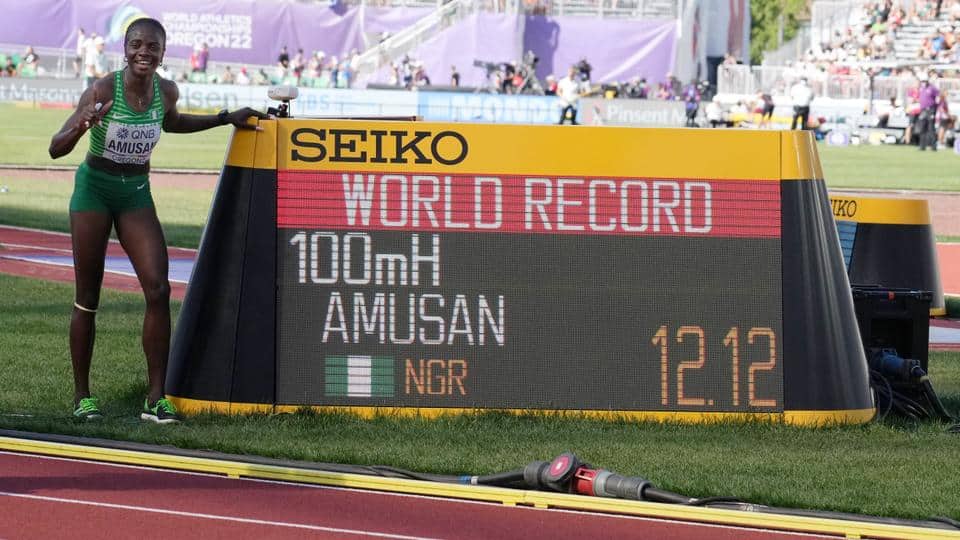 Amusan breaks world 100m hurdles record in Oregon with 12.12