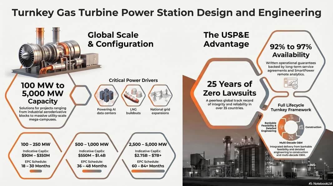 Turnkey Gas Turbine Power Station Design And Engineering | USP&E Global