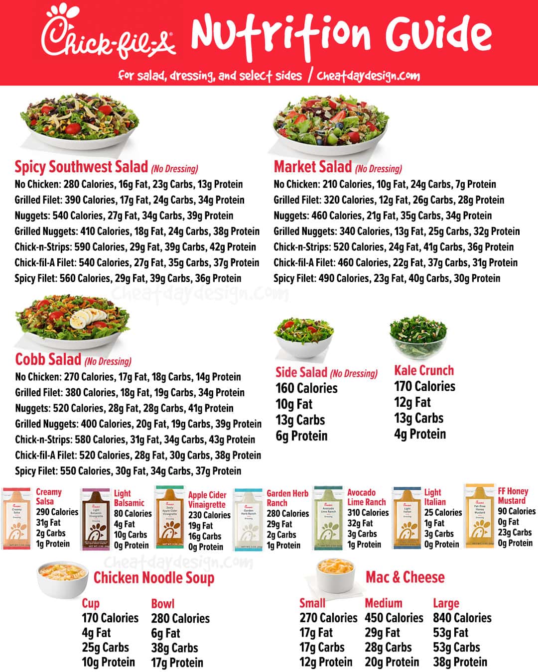 Chick-fil-A nutrition guide for salads and dressings