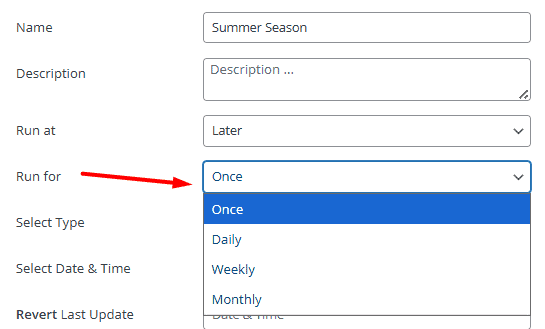 Set run for settings