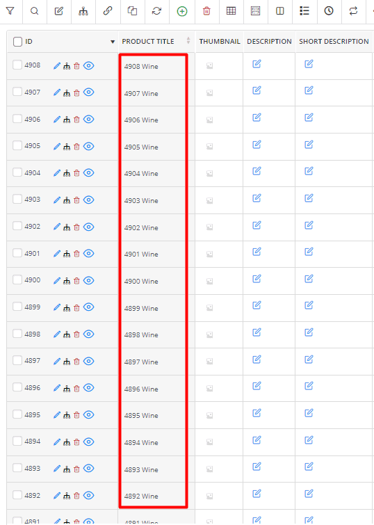 bulk edit product title result