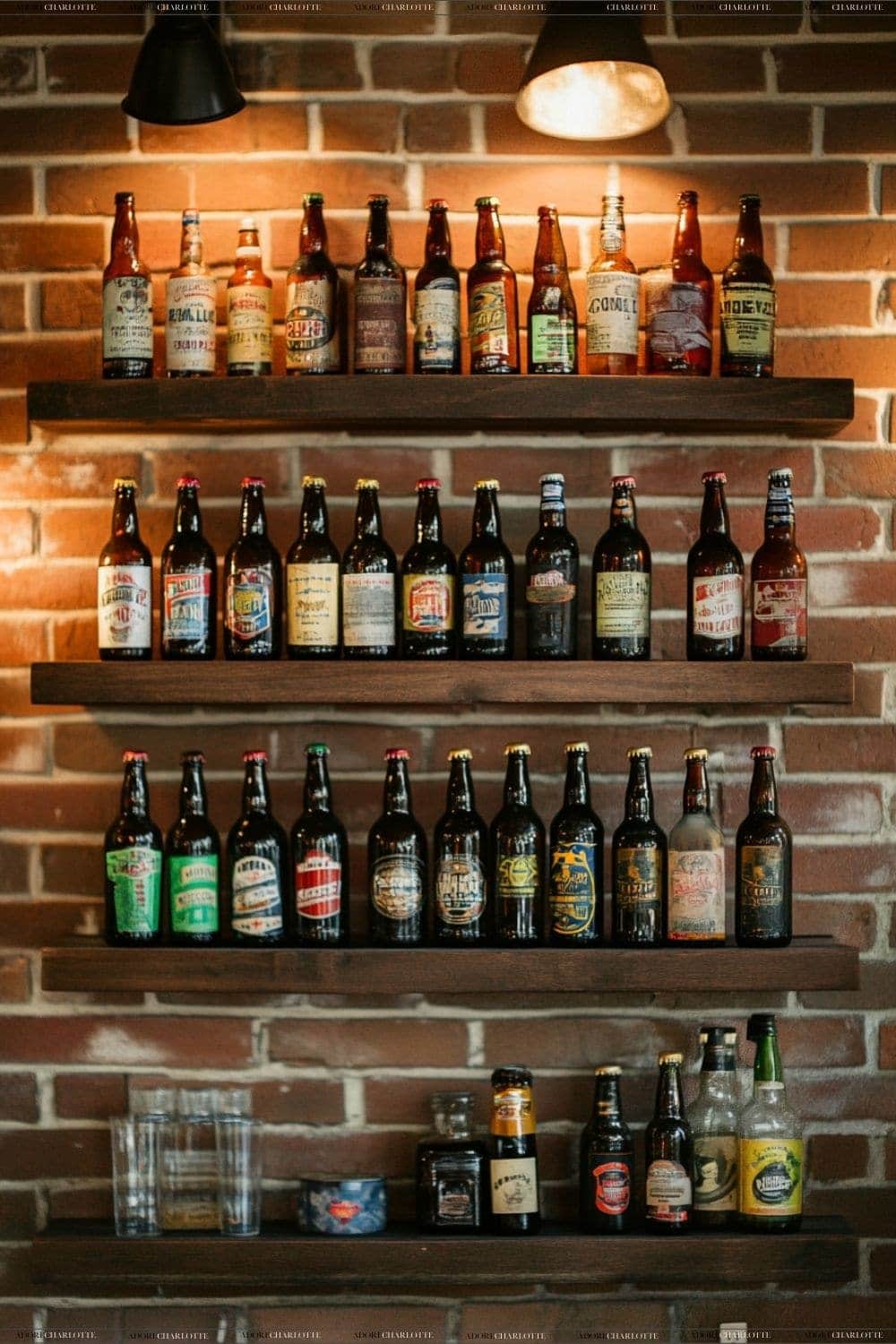 Wall-Mounted Beer Bottle Collection