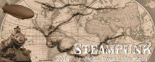 Steampunk hands around the world - banner by Ray Dean