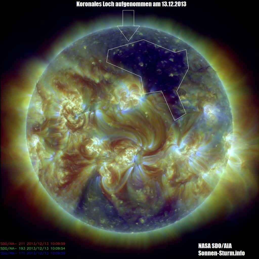 Weltraumwetterbericht vom 13. Dezember 2013 3 koronales Loch