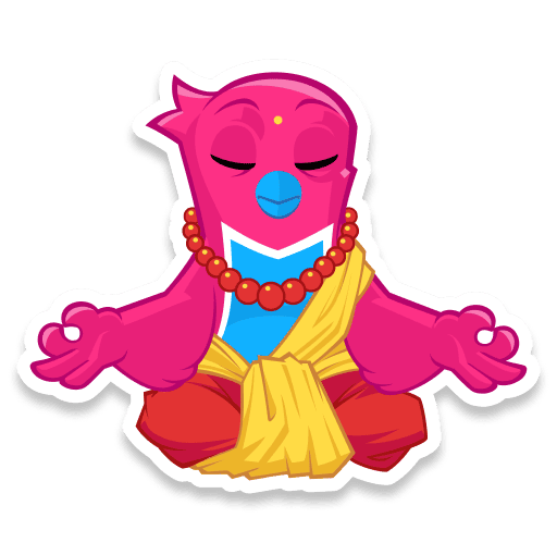 Frame 35 Bird cartoon is metitating