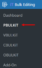 select Woo Products section in iT Bulk Editing menu