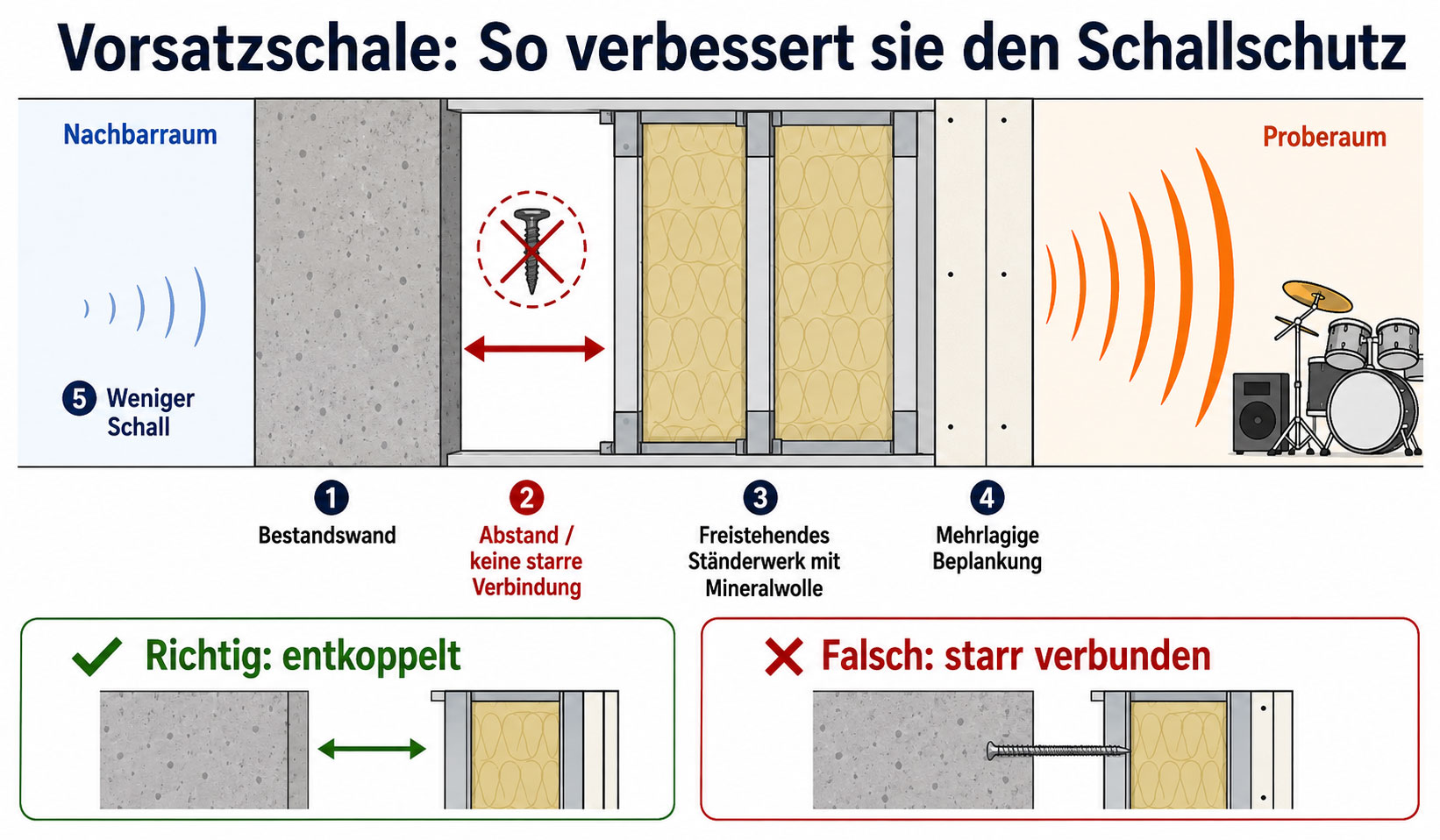 Entkoppelte Vorsatzschale