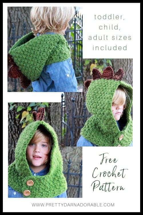 crochet hooded cowl - dino