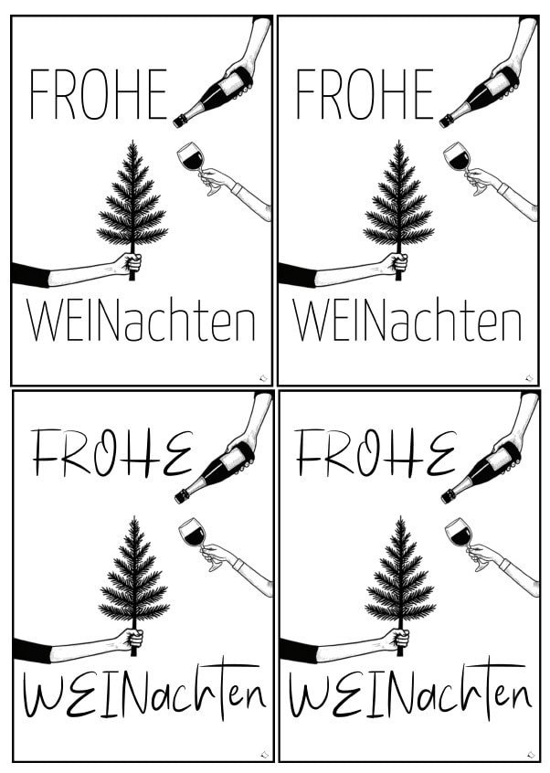 Flaschenetiketten zum Ausdrucken für Weihnachten mit Schriftzug Weinachten