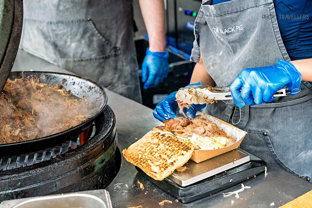Sandwich bei The Black Pig, Borough Market, London