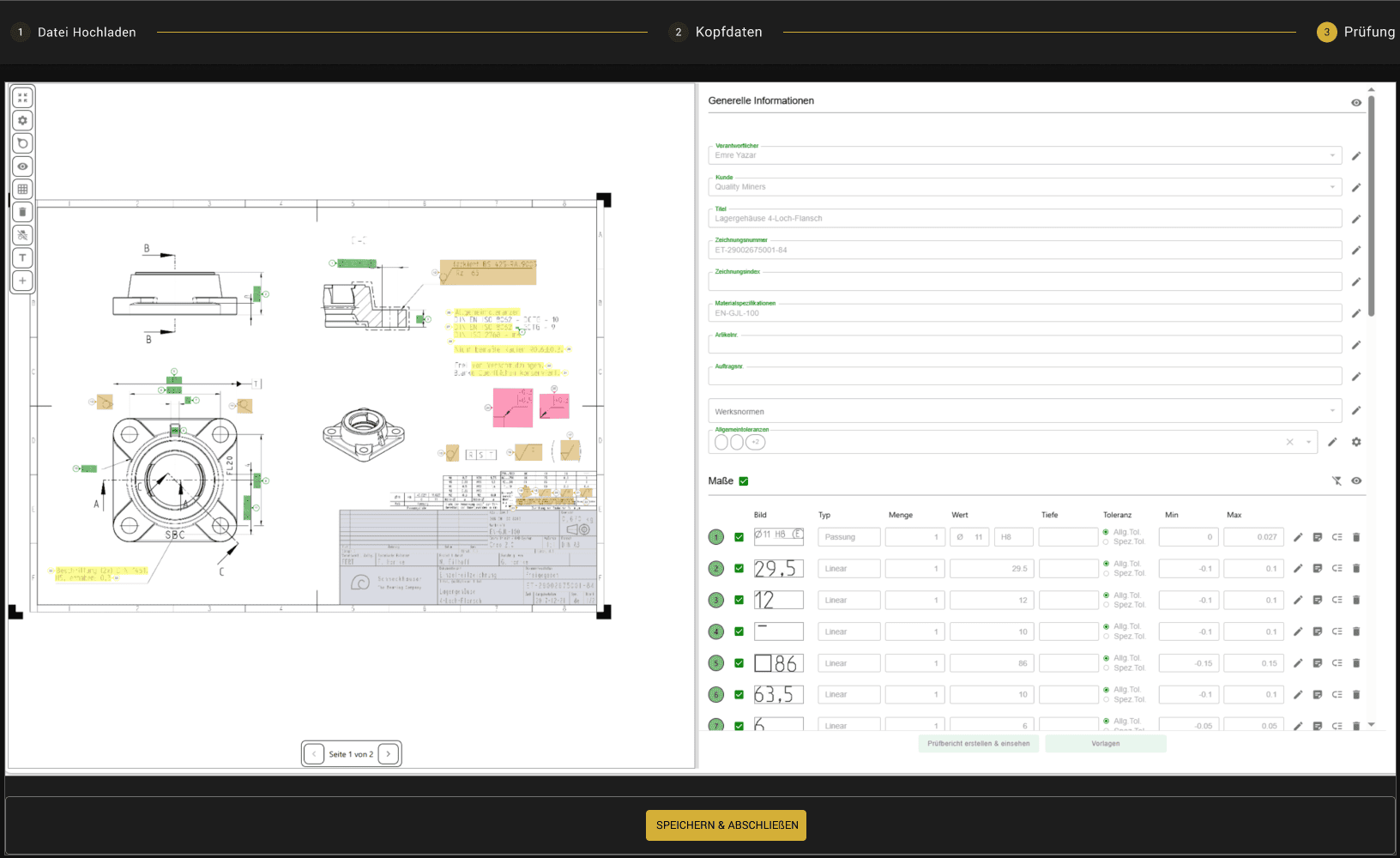 Technische Zeichnungen automatisch in SAP-Prüfpläne SQM.QPilot