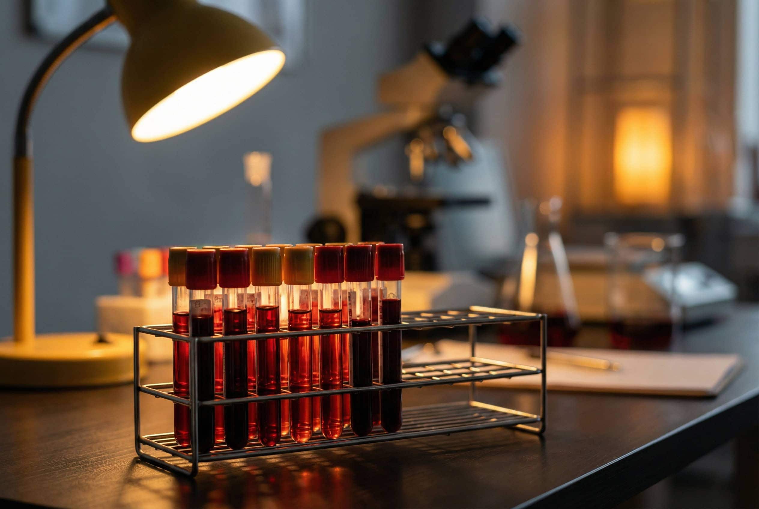 Blutbild okay, aber trotzdem nicht yay!? Warum ich deine laborwerte anders interpretiere als dein hausarzt. 1 Blutproben in reagenzgläsern im warmen laborlicht – jedes röhrchen erzählt eine andere geschichte über deinen stoffwechsel