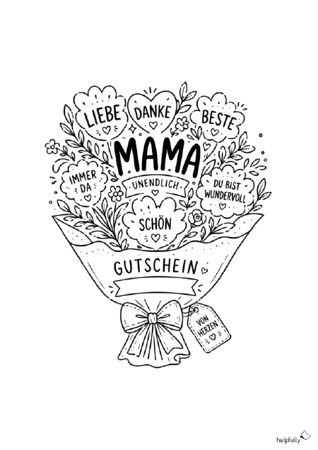 schöne Karte mit Gutschein für Mama basteln in Form eines Blumenstrauß mit Liebe drin!