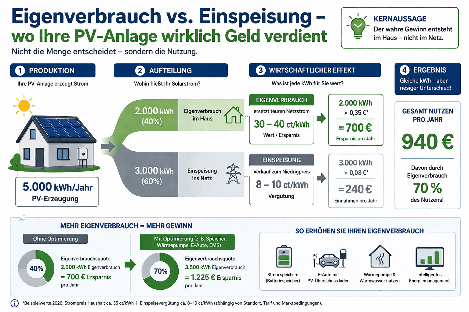 Eigenverbrauch vs. Einspeisung – wo Ihre PV-Anlage wirklich Geld verdient