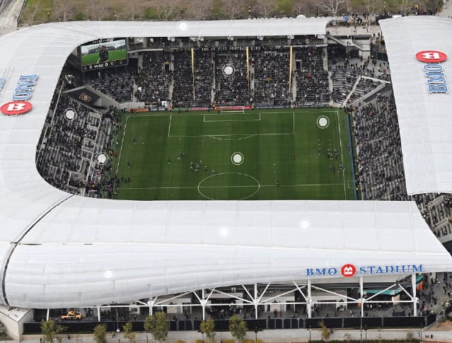 Aerial view of BMO Stadium during LAFC match ahead of Son Heung-min LAFC debut