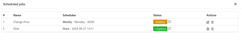 showing list of all scheduled bulk edit processes in bulk edit plugin