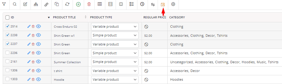 bulk edit plugin choosing schedueld job icon in schedules form