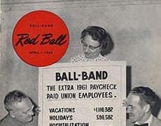 ballb Red Ball Express payroll poster from 1961, union employees, historic workforce image.