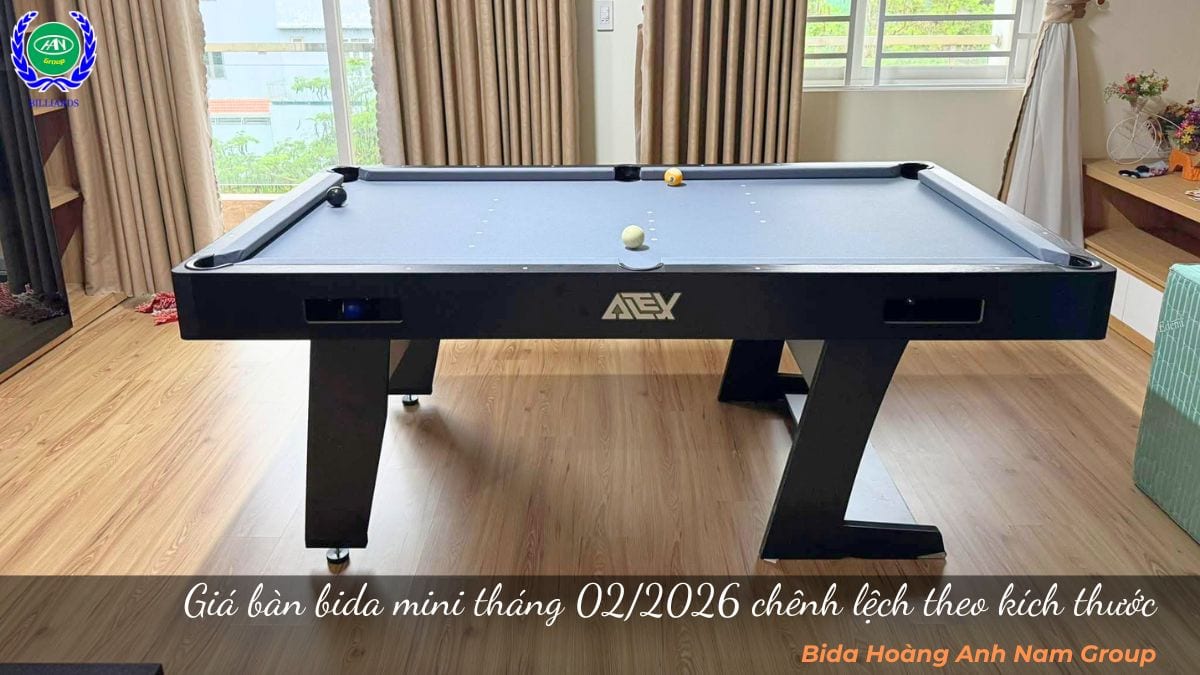 Giá bàn bida mini tháng 02/2026 chênh lệch theo kích thước