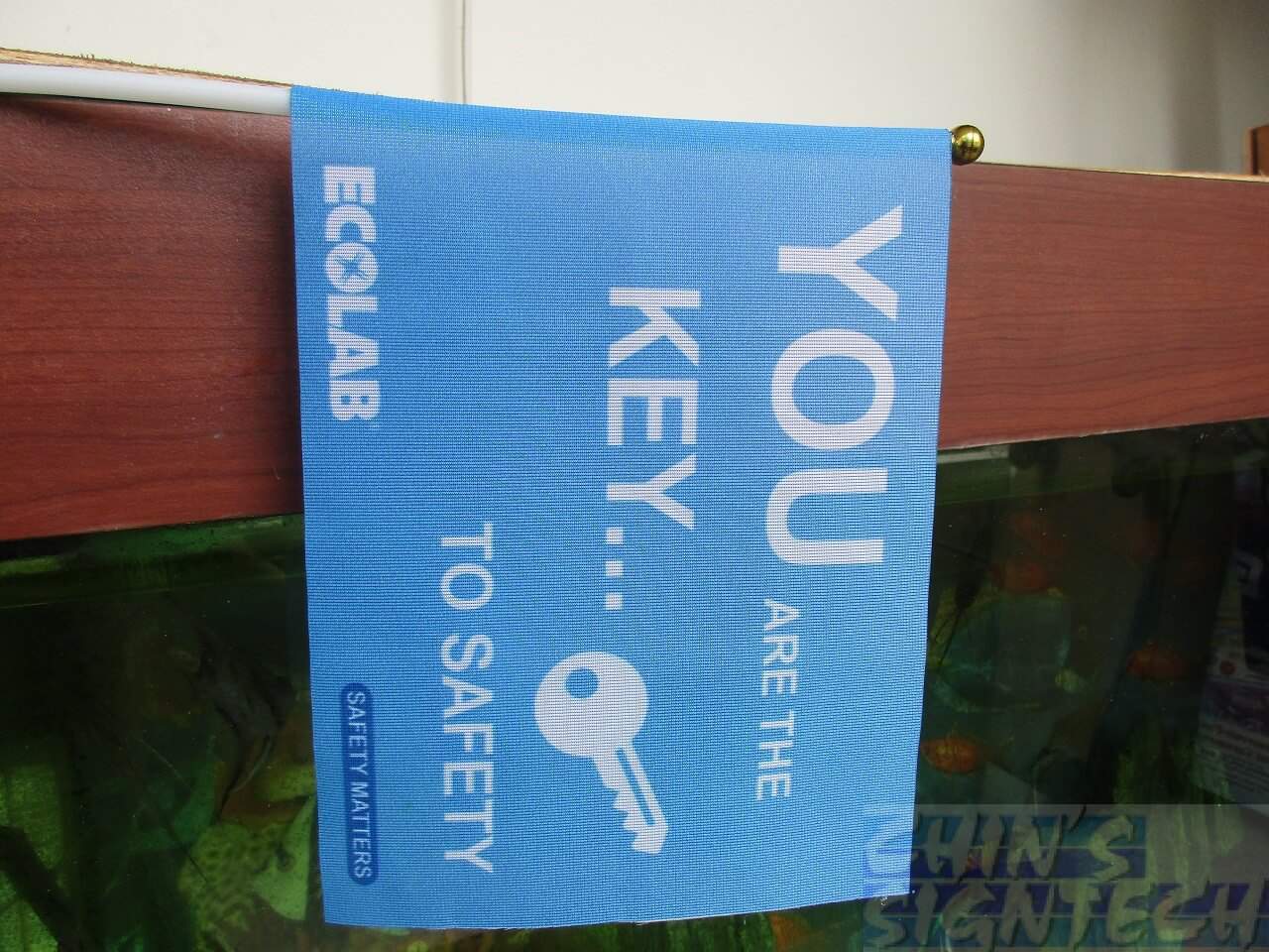 ECOLAB Table flags for Safety awareness Campaign on 110 gsm polyester flag