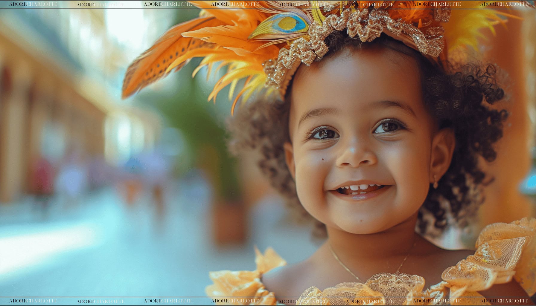 Middle Names for Mia cute mixed race girl with feather hair band.