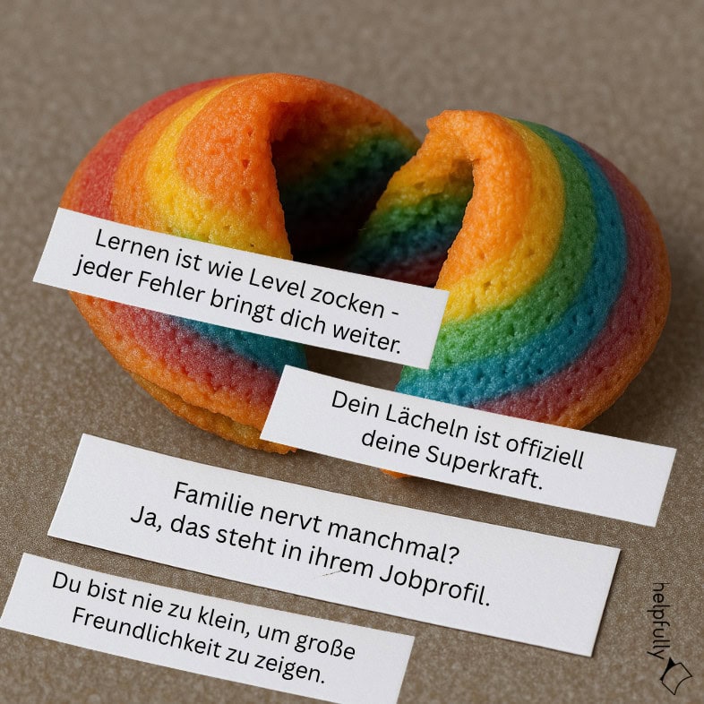 Zettel für Glückskekse mit über 70 coolen, lustigen, lebensechten Sprüchen für Kinder