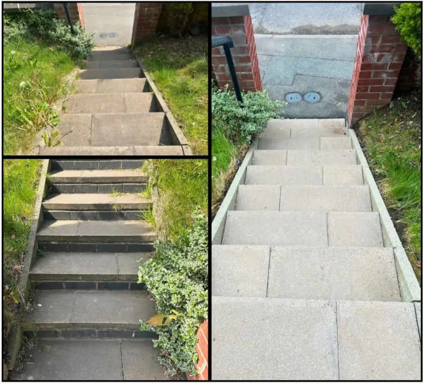 Jet washing tarmac driveway