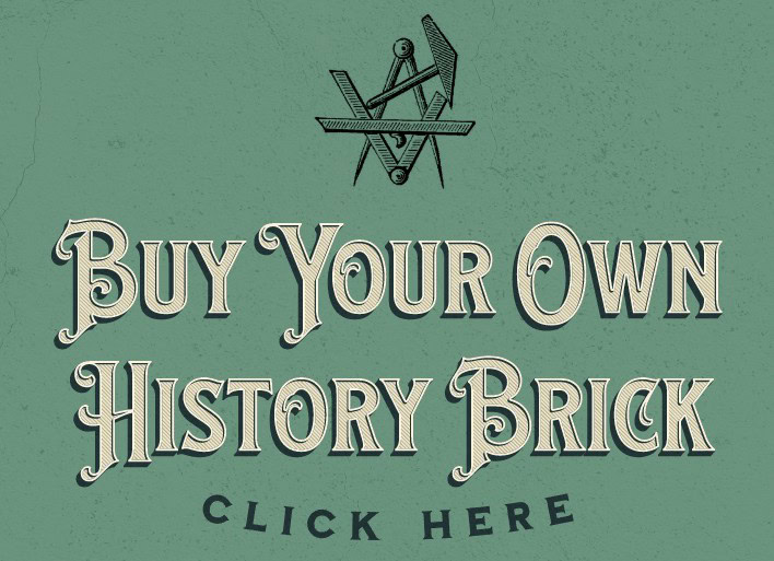 HistoryBricksButton_ForWebsite Vintage-style sign encouraging purchase of history bricks at The History Museum.