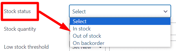 bulk edit stock status field