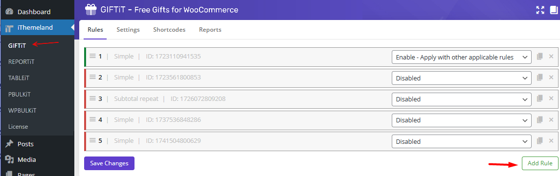 Create new rule button