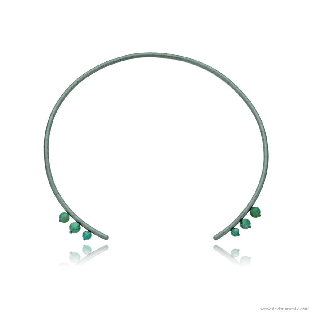 Titanium torque with six variscite beads - Variscia Collection by Decimononic