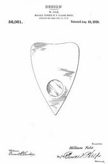 William Fuld planchette William Fuld planchette - Design Patent 56001, 10 August 1920